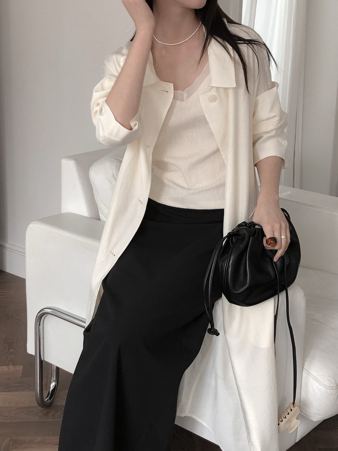 Le Butter 르버터 썸머 시스루 롱 트렌치 코트 2color 상세 이미지 5