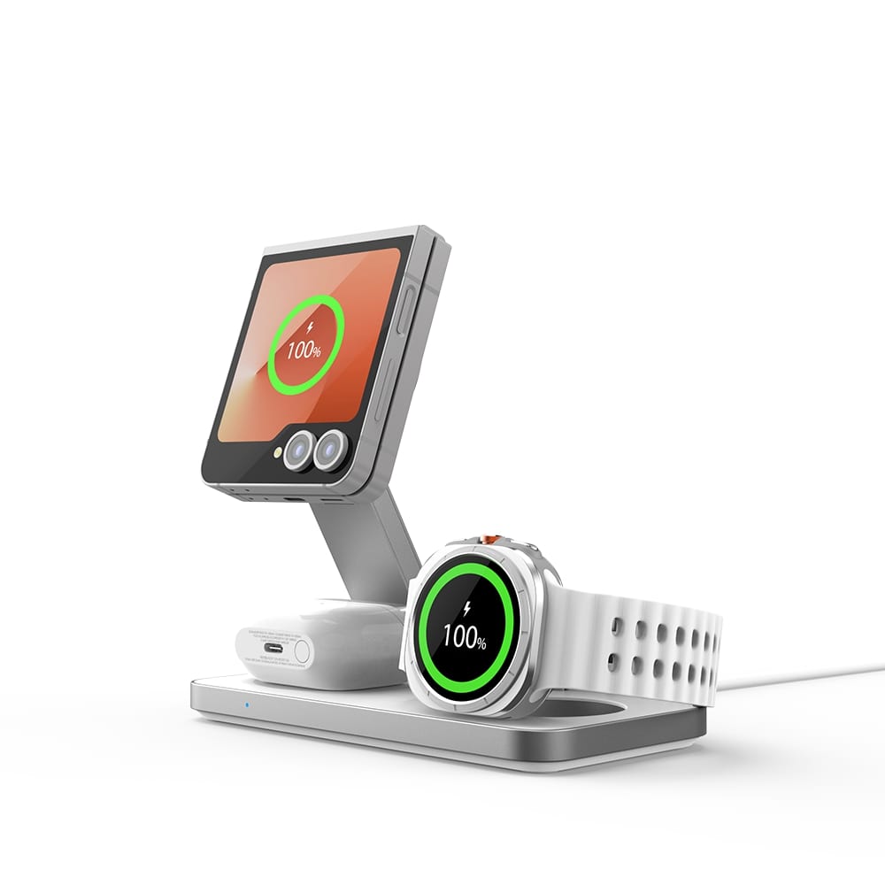 [예약구매] 파우트 3in1 맥세이프 무선충전기 갤럭시워치7 폴드 z플립 HANDS7 화이트