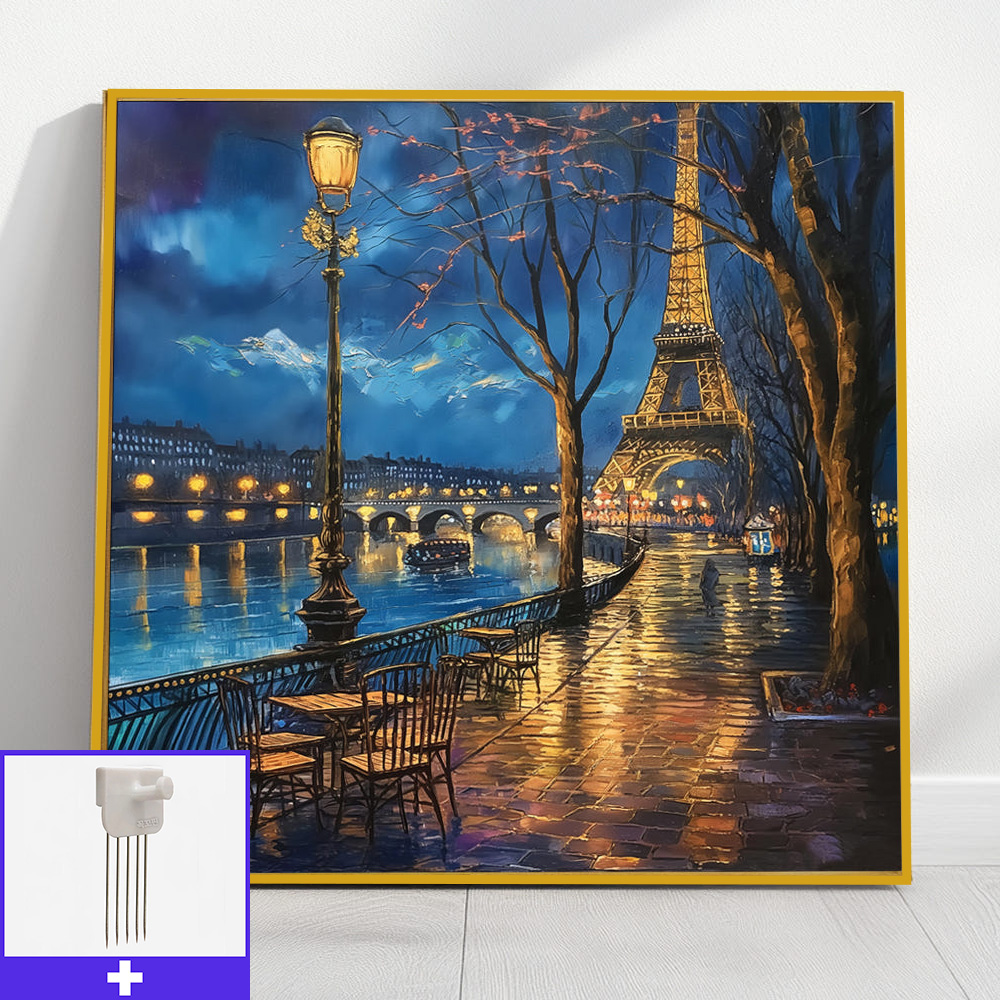파리의야경 45cm x 45cm 무광골드 알루미늄액자 카페인테리어 - 메인 이미지