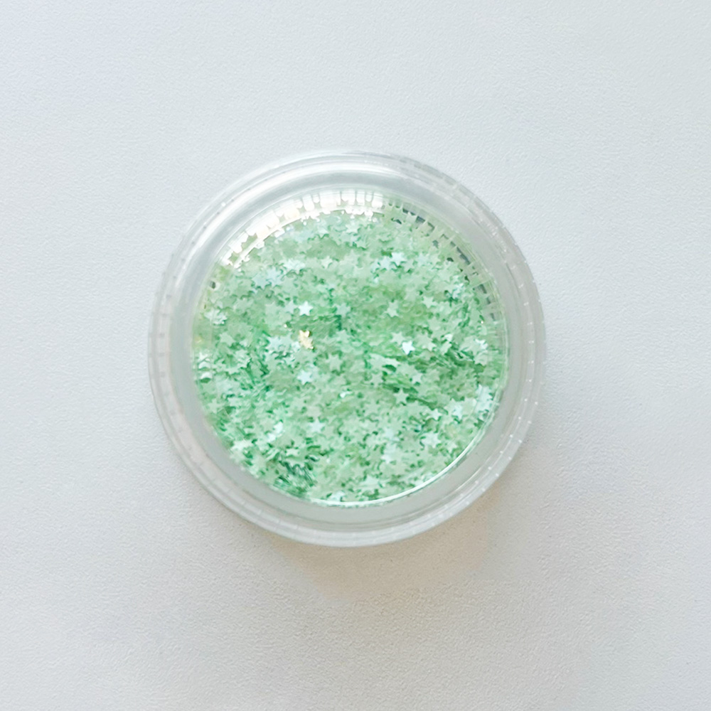 쪼꼬미 파스텔 그린 별 네일글리터 1mm - 상세 이미지 2