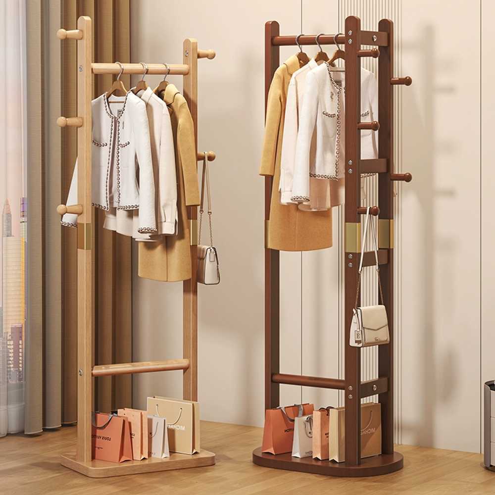 원목미니행거 스탠드 옷걸이 조립 옷 거치대 드레스룸 60cm - 상품 이미지