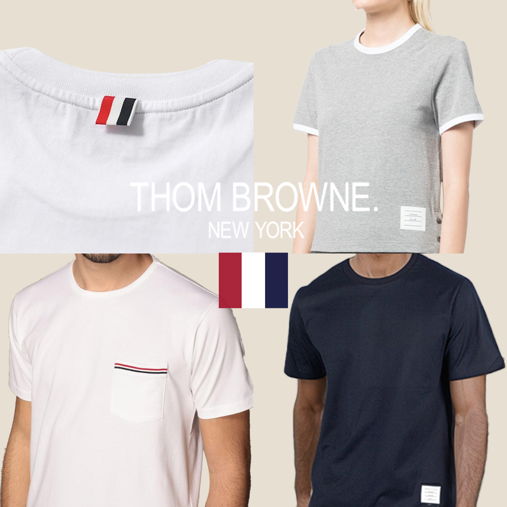[당일발송] 톰브라운 반팔티 스트라이프 백삼선 PK 포켓 폴로 카라티 RWB 티셔츠