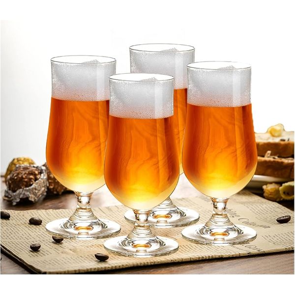 맥주잔 결혼 양주잔 카페 맥주 컵 세트 340ml 머그잔 튤립 스타일 유리 다기능 화이트 와인 또는 샴페인 스타인용 : 바이버디즈