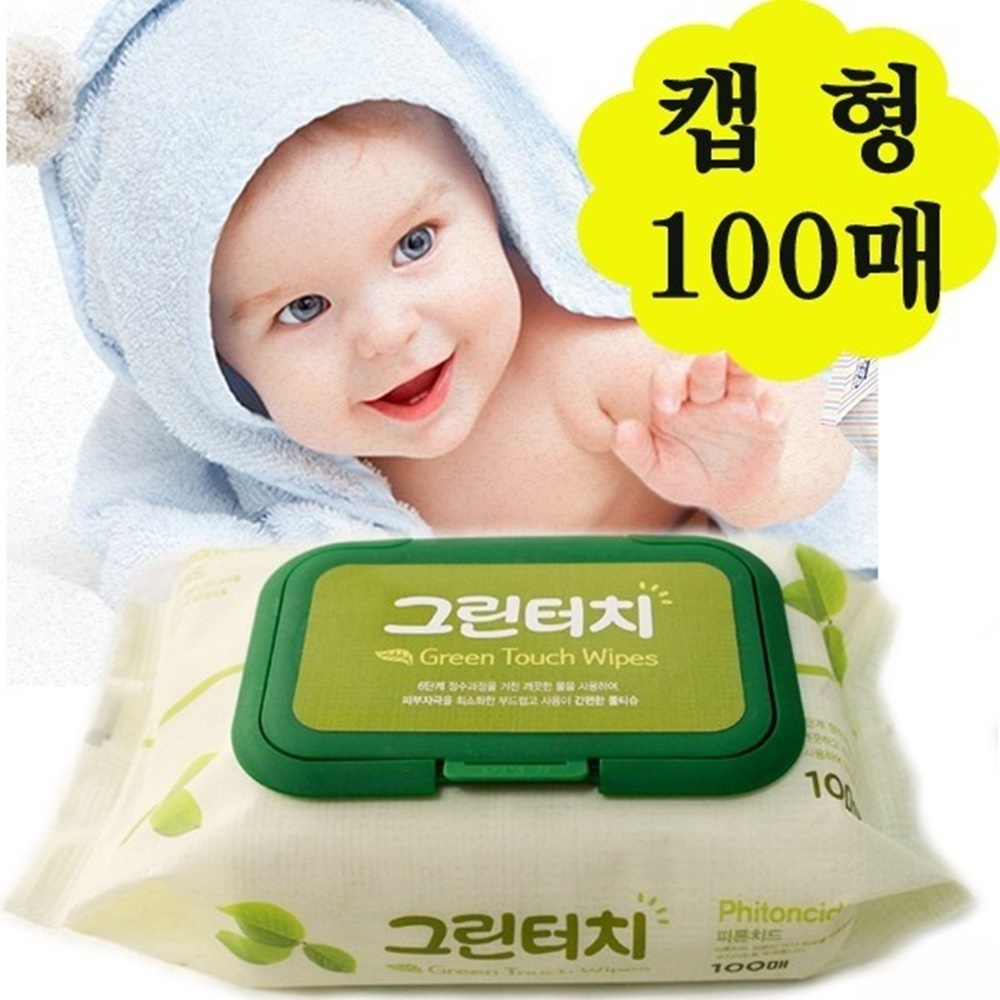 물티슈 캡형 100매 10팩 유아용 저자극 국내산 박대표마켓 - 상품 이미지