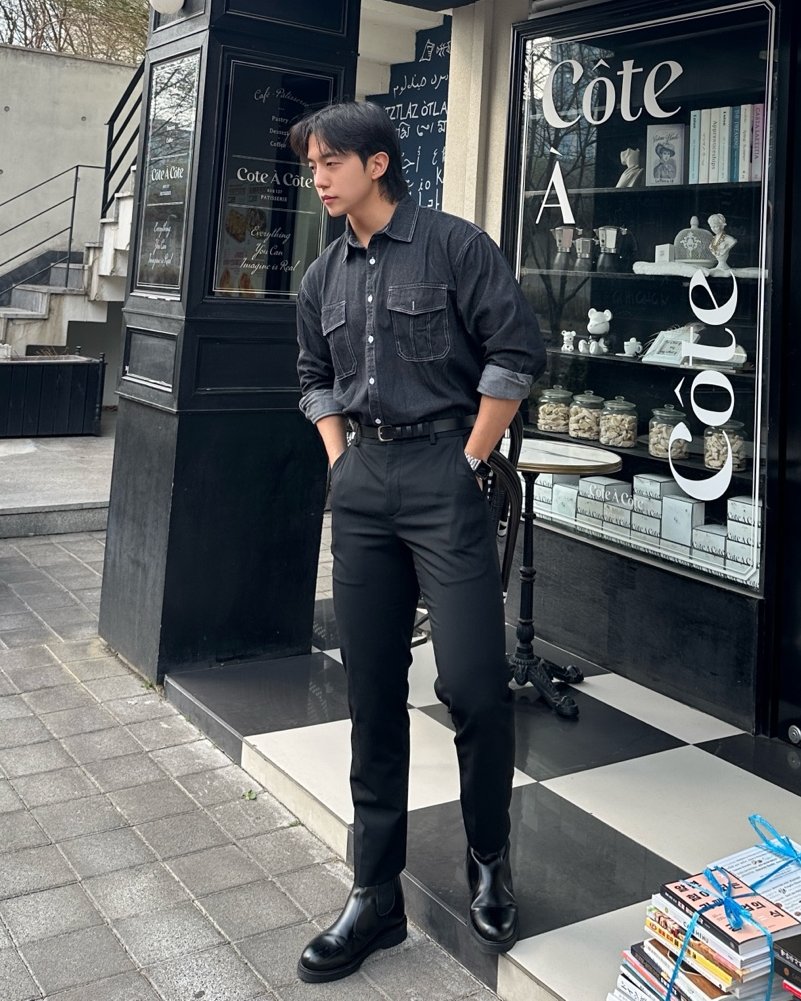 남자청남방 남자데님셔츠 흑청셔츠 - 상세 이미지 5