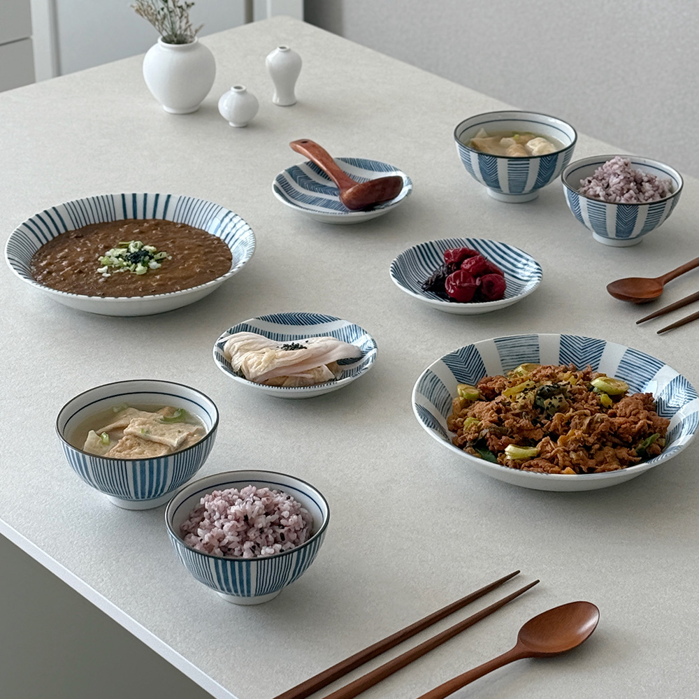 니코트 블루 스트라이프 2인 홈세트 10P MADE IN JAPAN - 상세 이미지 3