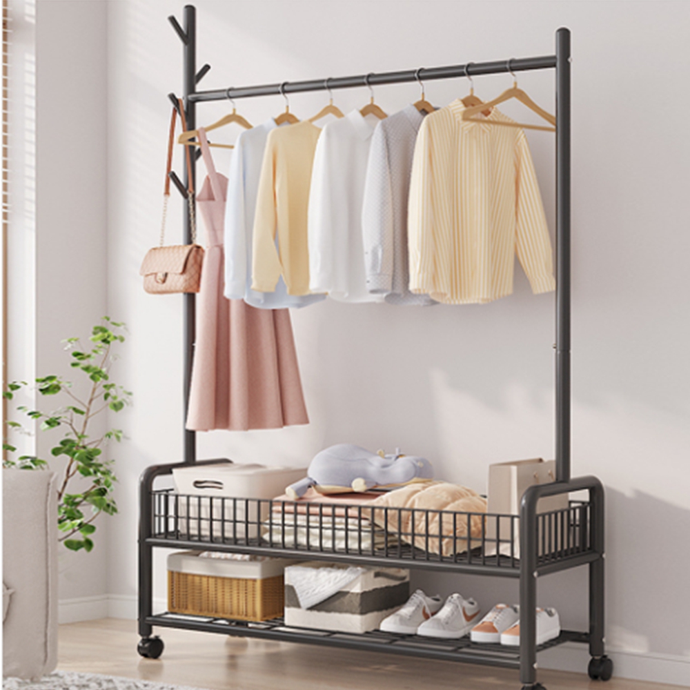 바퀴달린 수납행거 원룸 파이프행거 튼튼한헹거 스탠딩옷걸이