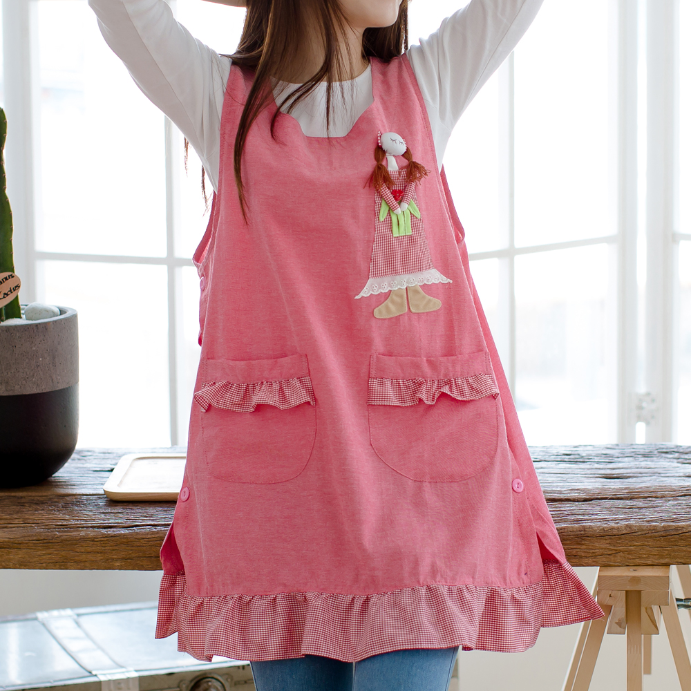 데코에버 인형 어린이집선생님 앞치마 가벼운 면 원피스앞치마 빅사이즈