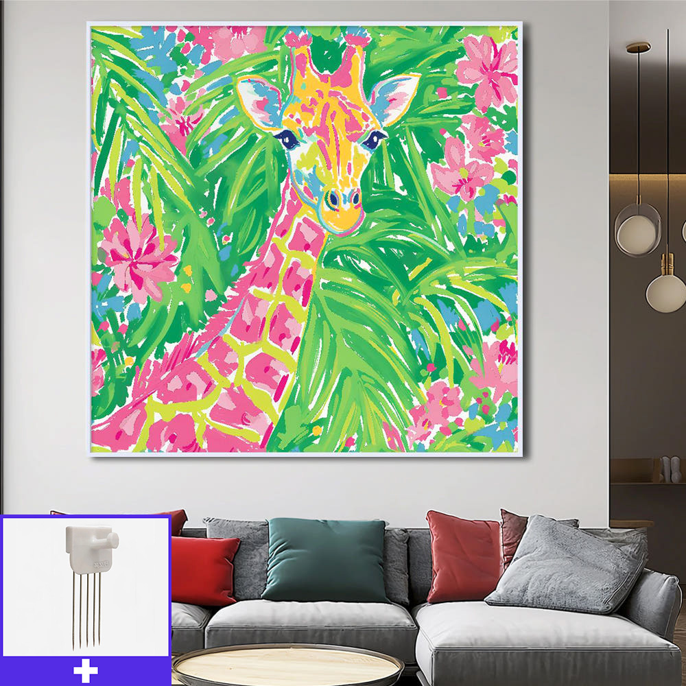 열대의기린  60x60cm 무광화이트 알루미늄액자 사막 평화 분위기 온화  아이방 키즈룸 - 상품 이미지