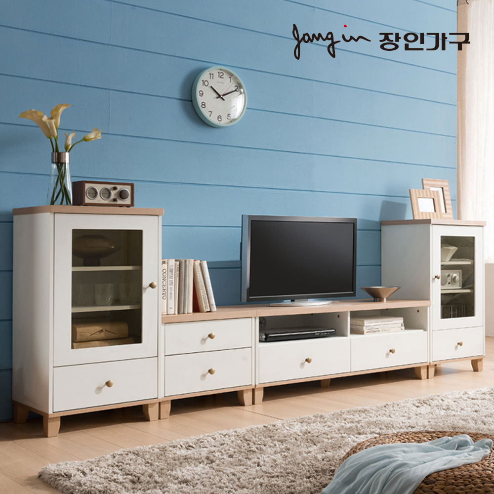 장인가구 미호 2700 거실장세트 (협탁1,장식장2)