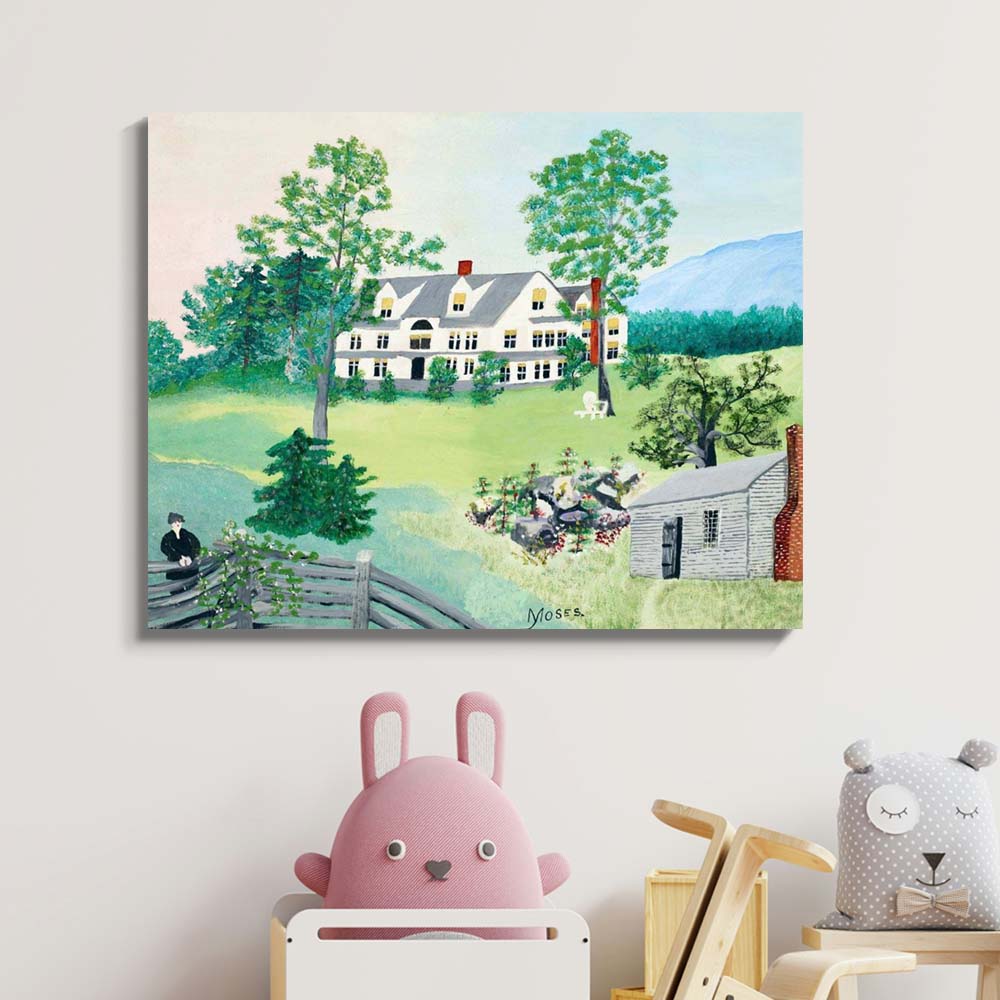 그랜마 모제스 맨체스터의 집 78 x 62cm 명화 그림 거실 벽 인테리어 캔버스 띄움 액자 - 상세 이미지 3
