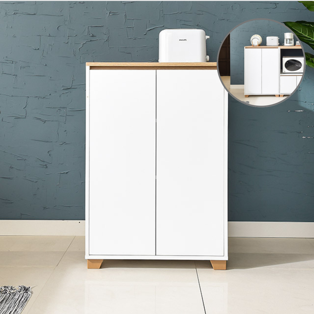 홈트리가구 주방 수납 렌지대 주방장 밥솥장 키큰장 시리즈 수납장 870mm, 2단, 오크화이트