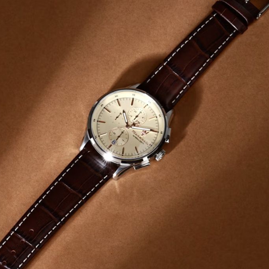 [Italian Design] 마세라티 남자 SORPASSO 가죽 클래식 손목 패션 방수 쿼츠 야광시계 아이보리 이미지 6