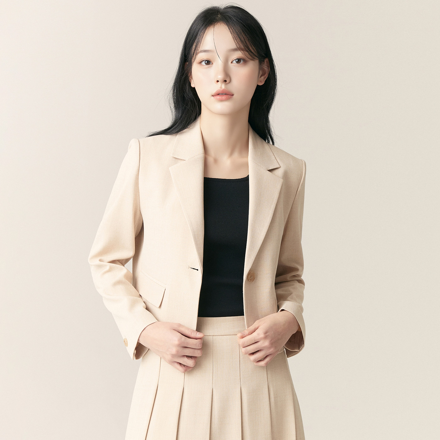 로엠 린넨라이크 크롭 자켓 RMJKF24R13 - 메인 이미지