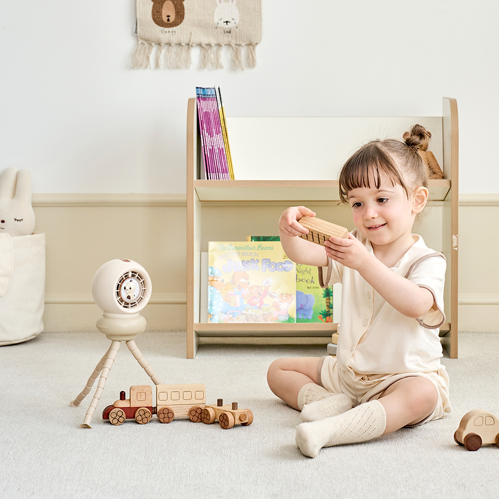 프롬비 베베쿨 문어발 자동회전 토끼 공룡 캐릭터 무드등 유모차 선풍기 FG260