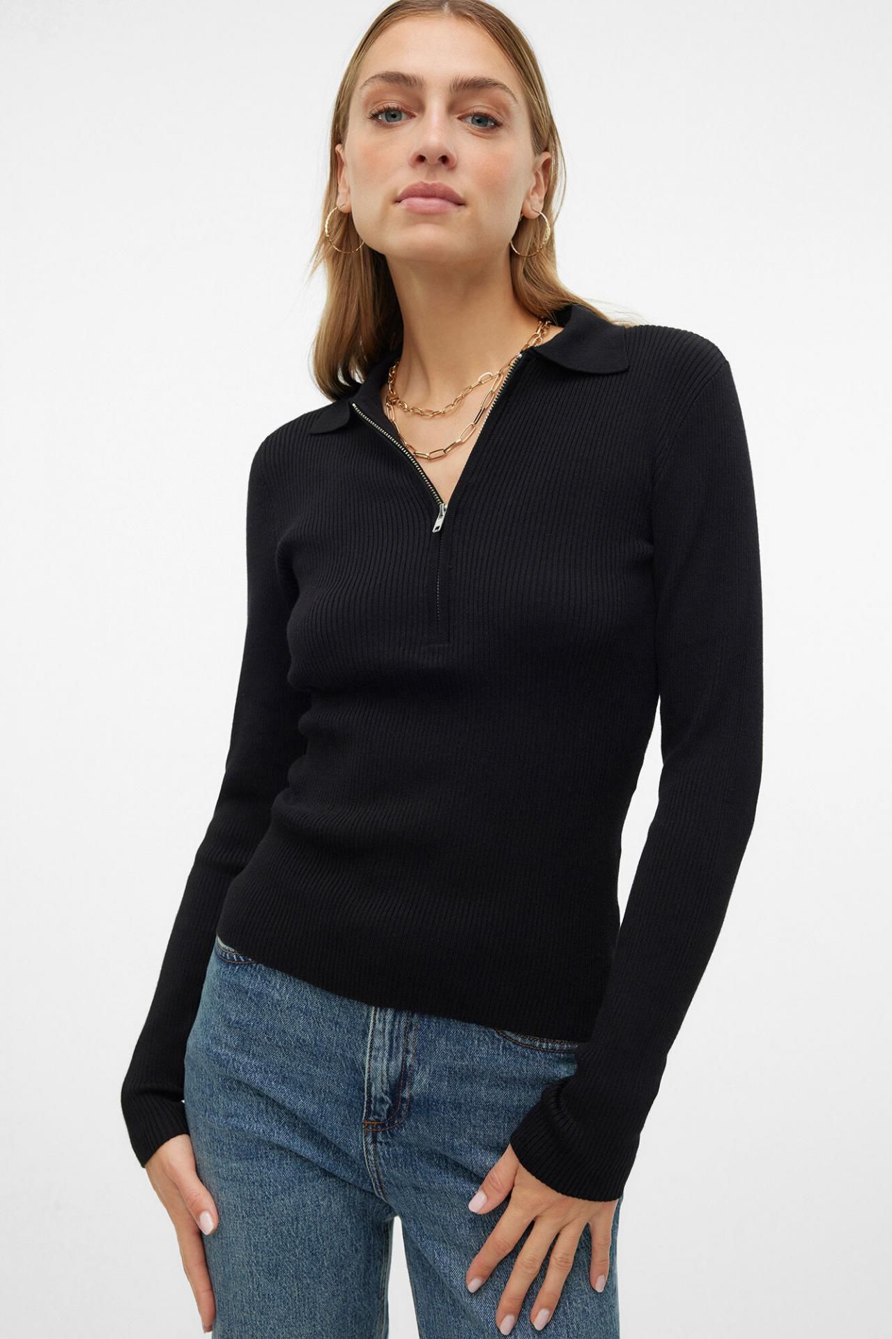 베로모다 폴로 니트 탑 5880020 NEGRO