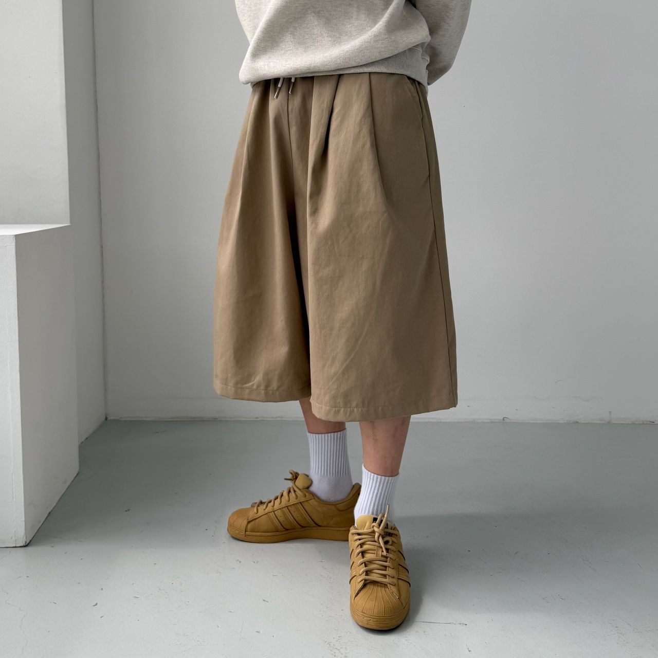 1+1 남자버뮤다팬츠 벌룬팬츠 남자와이드반바지 통큰바지 - 상세 이미지 2