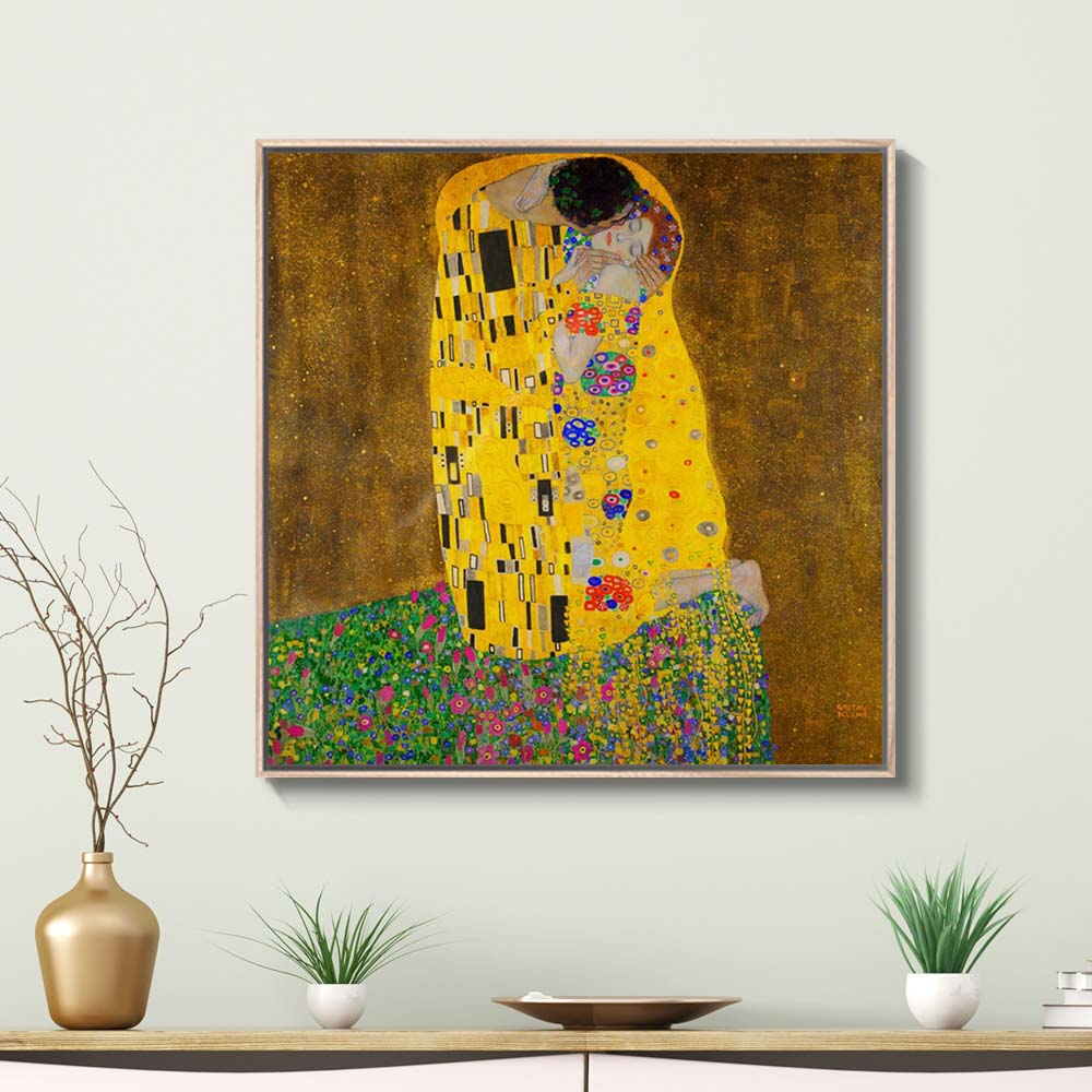구스타프 클림트 키스 70 x 70cm 명화 그림 거실 침실 벽 인테리어 캔버스 띄움 액자 - 상세 이미지 4