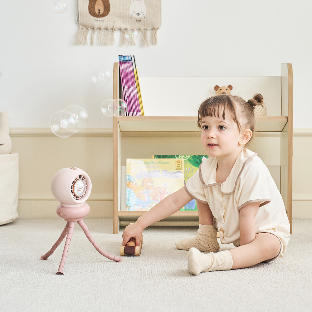 프롬비 베베쿨 문어발 자동회전 토끼 공룡 캐릭터 무드등 유모차 선풍기 FG260