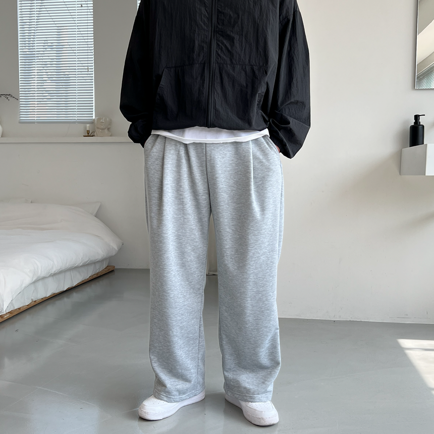 남자와이드팬츠 이중지원단 통넓은바지 사이드핀턱 스웻팬츠 - 상세 이미지 3