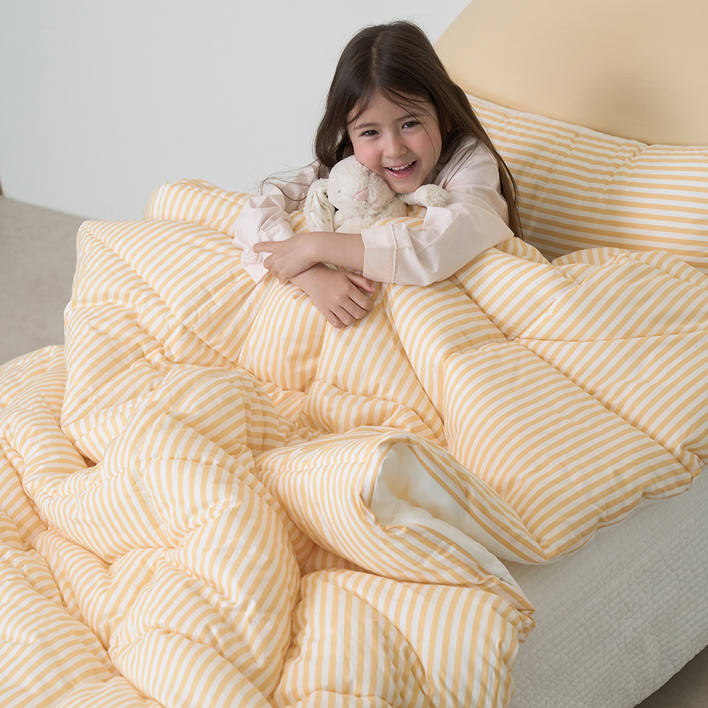올포홈 꿀잠 스트라이프 모달 차렵이불 솜이불 고밀도 양면 체온조절 키즈 블루 슈퍼싱글
