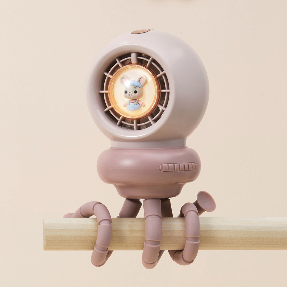 프롬비 베베쿨 문어발 자동회전 토끼 공룡 캐릭터 무드등 유모차 선풍기 FG260