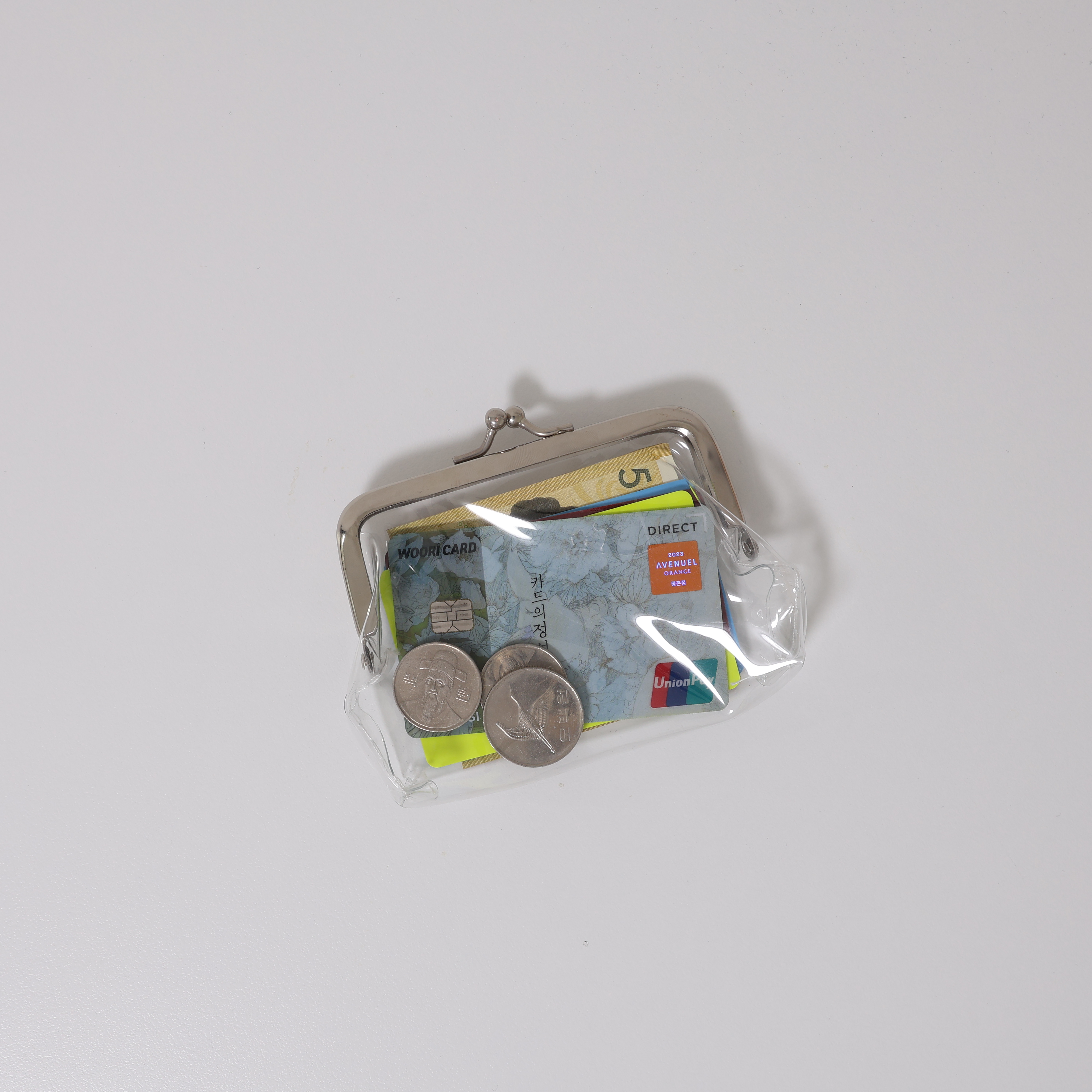 투명 PVC 똑딱이 파우치 화장품 립스틱 카드 동전 다용도 클리어 미니 지갑
