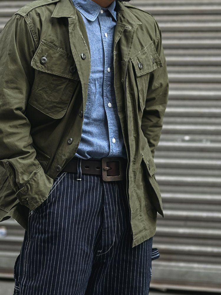 NON STOCK논스탁 샴브레이 셔츠 아메카지 워크웨어 데님남방 입문 브론슨 1950s Light Blue M - 상세 이미지 5