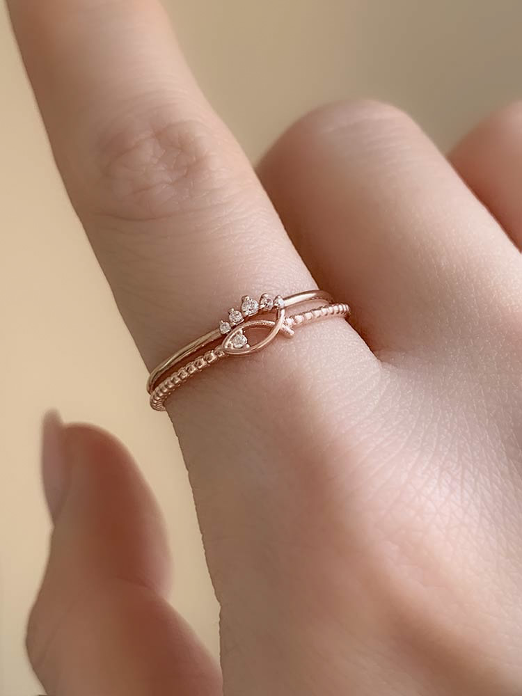 [무배] 14k 미니멀 물고기반지 5-21호 - 애끼 모녀링 우정 행운 로즈골드