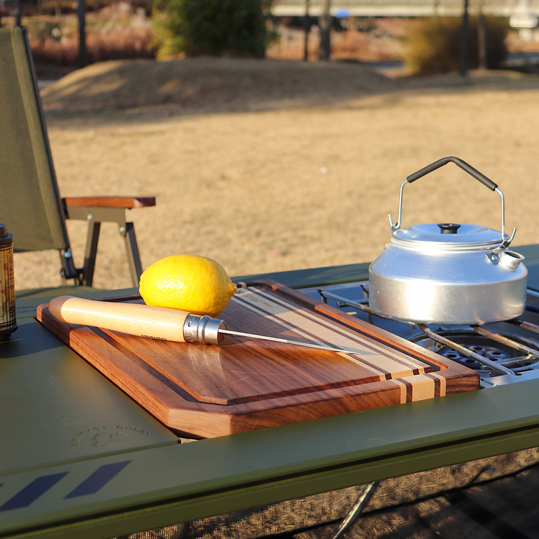 윌데라 IGT 도마 주스그루브 월넛 원목 스트라이프 캠핑 테이블 원유닛 나무