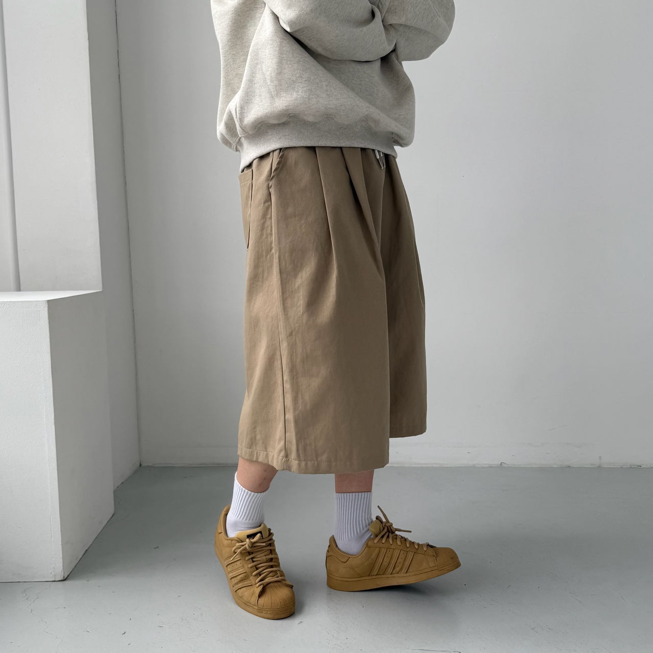 1+1 남자버뮤다팬츠 벌룬팬츠 남자와이드반바지 통큰바지 - 상세 이미지 3