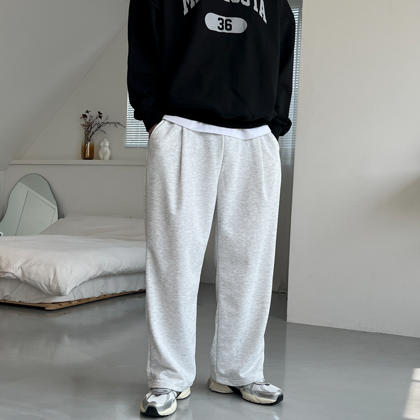 남자와이드팬츠 이중지원단 통넓은바지 사이드핀턱 스웻팬츠 - 상세 이미지 5