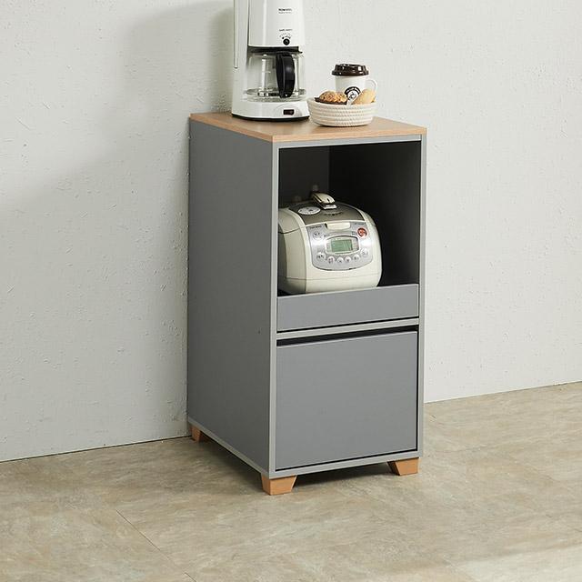 홈트리가구 주방 수납 렌지대 주방장 밥솥장 키큰장 시리즈 틈새장 870mm, 2단, 오크화이트 - 상세 이미지 2