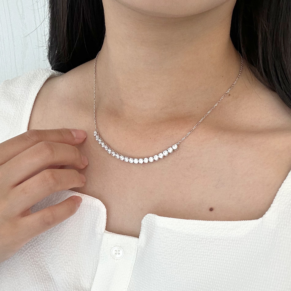 1부 랩 다이아 3.5mm 하프 테니스 목걸이 결혼 기념일 선물 - 메인 이미지