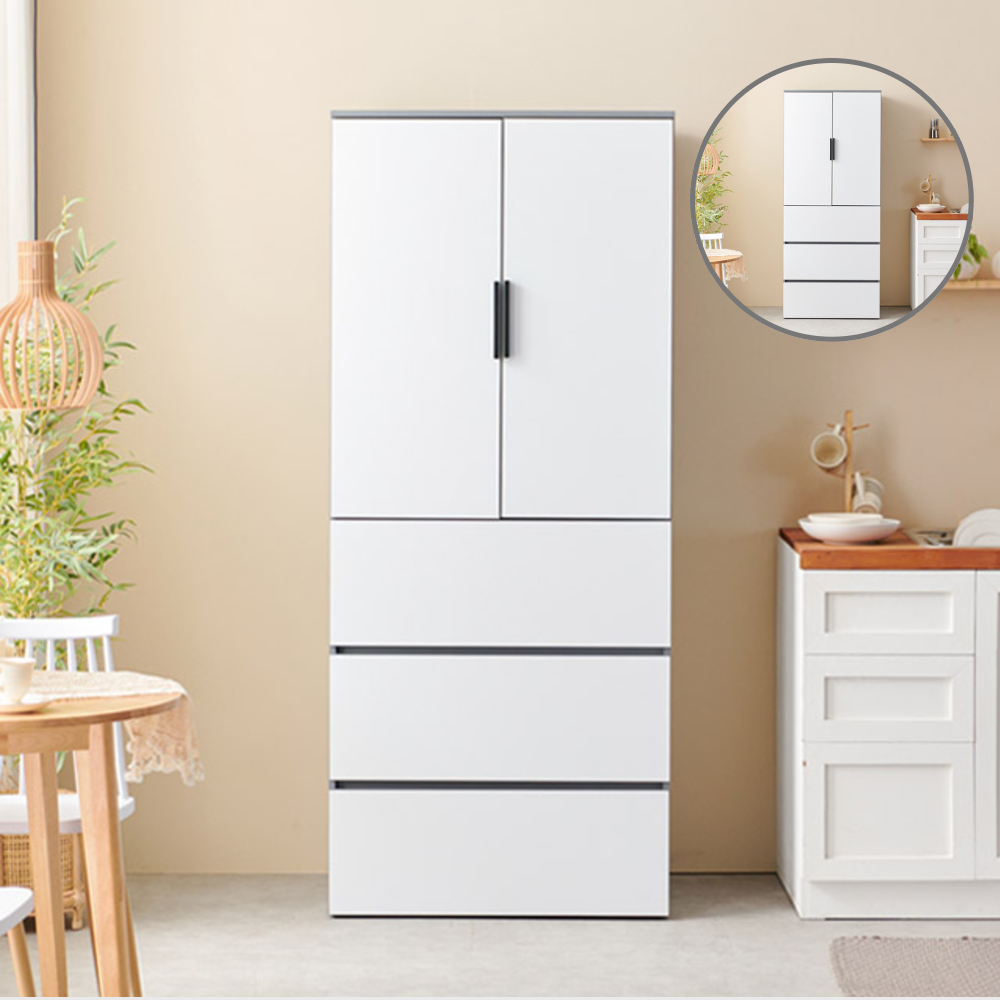 홈트리가구 키큰 렌지대 수납장 시리즈 - 주방 수납장 전자레인지 밥솥 하부서랍 800mm, 1단, 화이트그레이