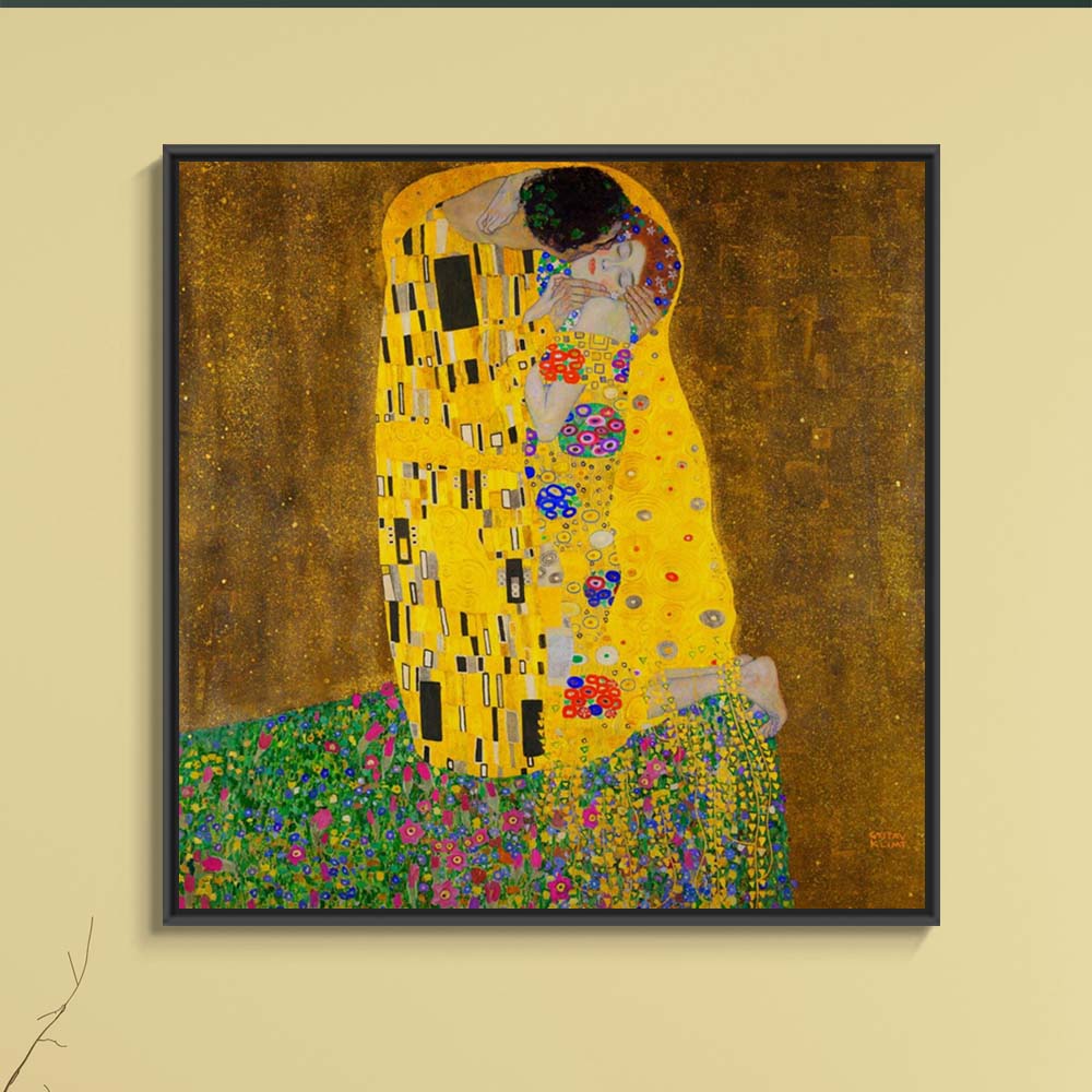 구스타프 클림트 키스 70 x 70cm 명화 그림 거실 침실 벽 인테리어 캔버스 띄움 액자 - 상세 이미지 2
