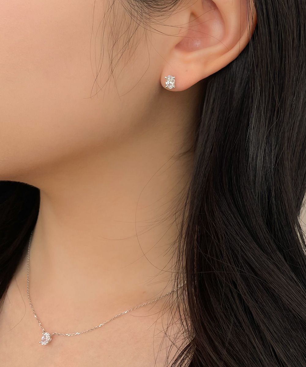 오벌 랩 다이아 스터드 귀걸이 5부 4프롱 결혼 웨딩 예물 기념일 선물 여자 친구 - 상세 이미지 2