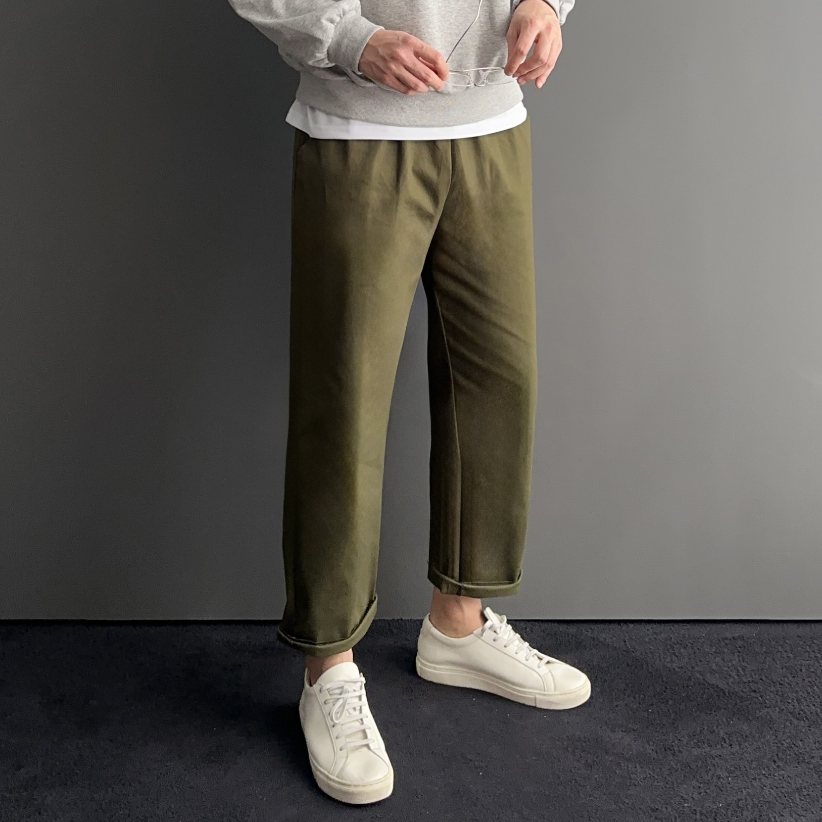 치노팬츠 테이퍼드핏 기지바지 스판면바지 - 상세 이미지 3