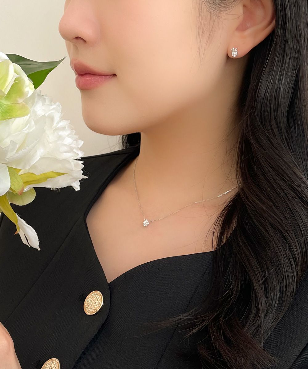 오벌 랩 다이아 스터드 귀걸이 5부 4프롱 결혼 웨딩 예물 기념일 선물 여자 친구 - 상세 이미지 3