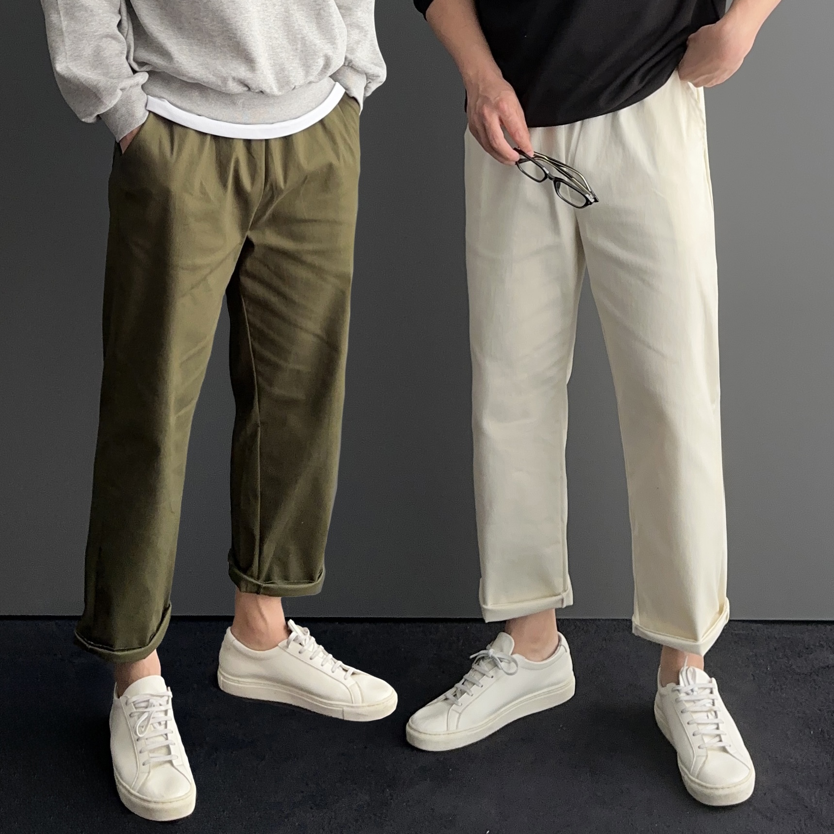 치노팬츠 테이퍼드핏 기지바지 스판면바지 - 상품 이미지