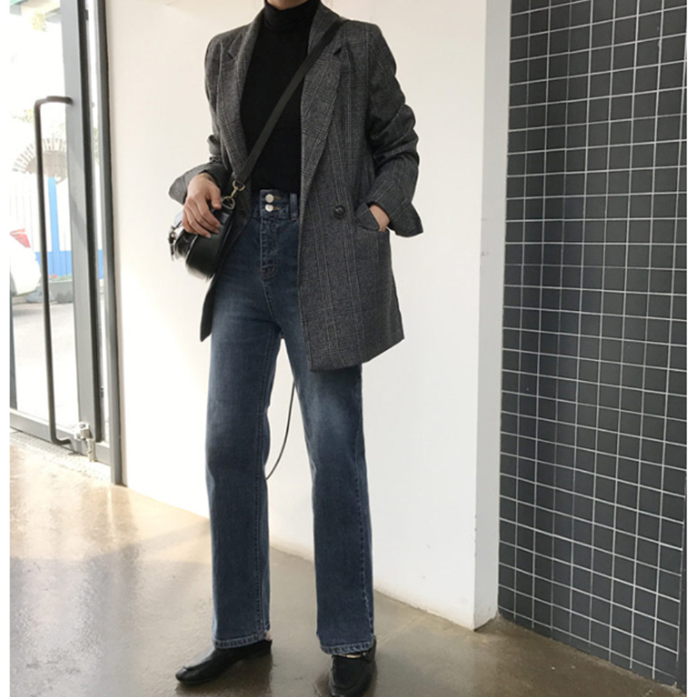보이핏자켓 오버핏 마이 체크 블레이저 루즈핏 간절기 자켓 - 상세 이미지 5