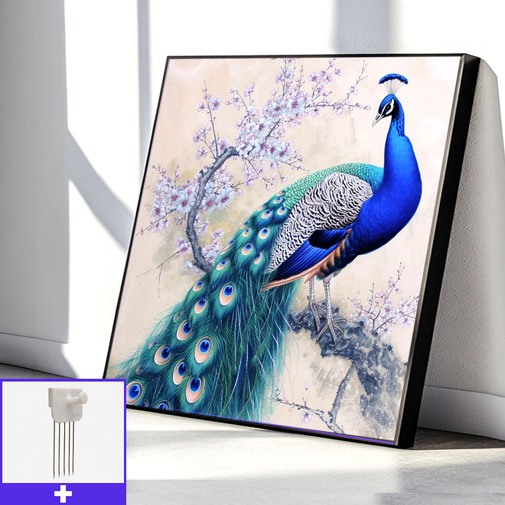 꽃과공작 45cm x 45cm 무광블랙 알루미늄액자 - 메인 이미지