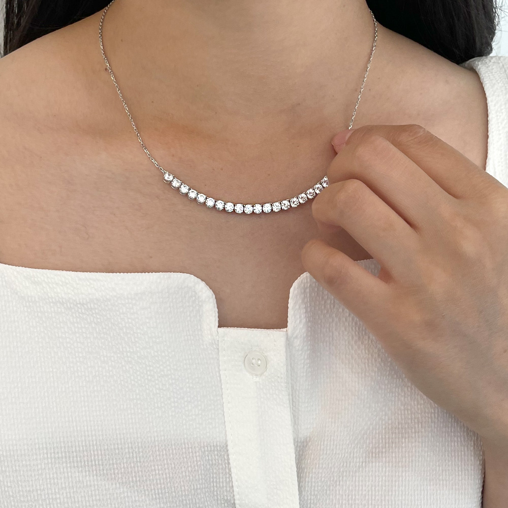 1부 랩 다이아 3.5mm 하프 테니스 목걸이 결혼 기념일 선물 - 상세 이미지 2