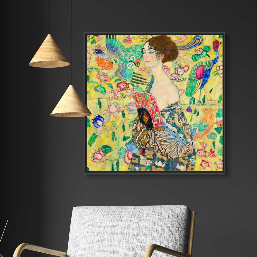 구스타프 클림트 부채를 든 여인 70 x 70cm 명화 그림 거실 벽 인테리어 그림액자 - 상세 이미지 2