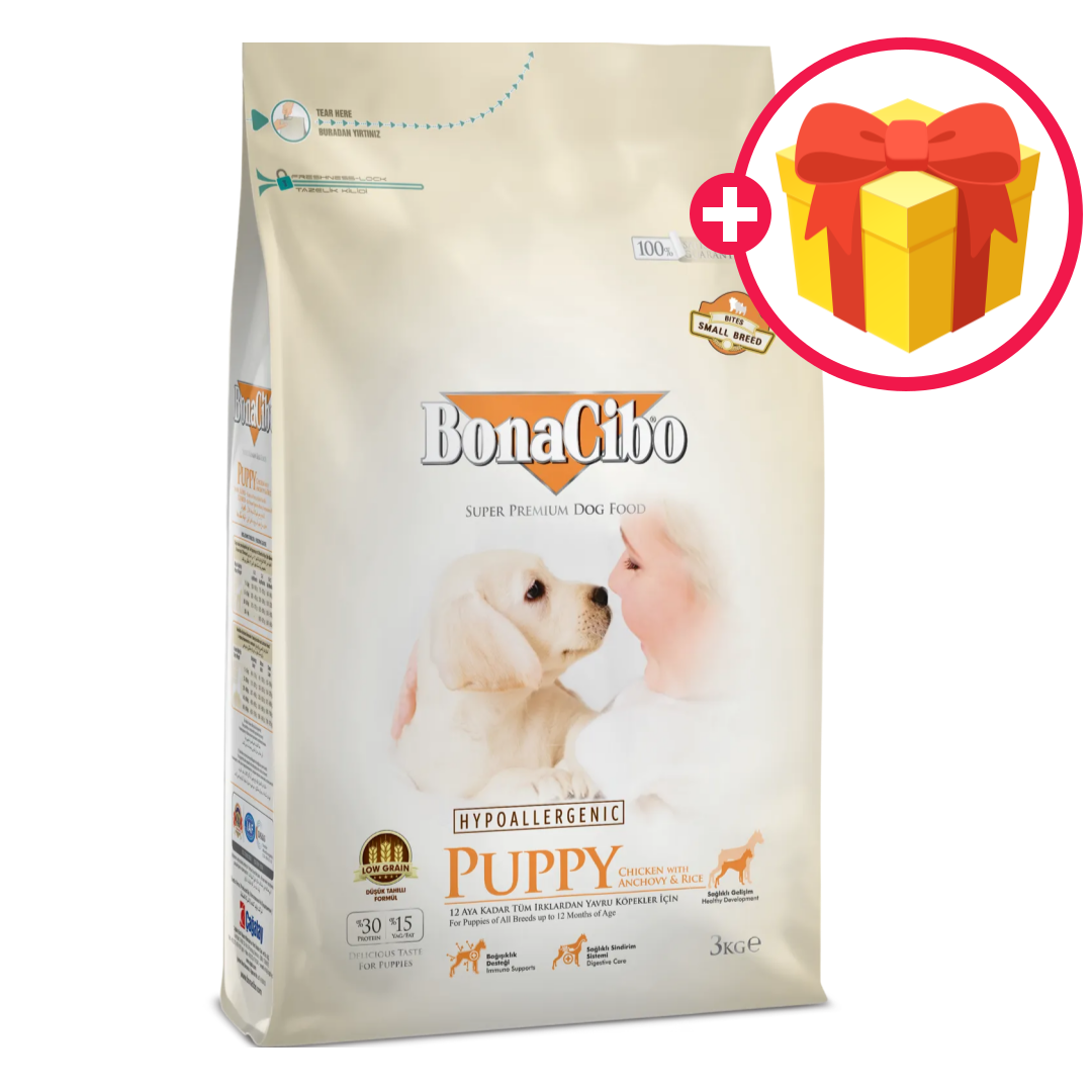 보나시보 퍼피 치킨 엔초비 라이스 3kg 작은알갱이 - 메인 이미지