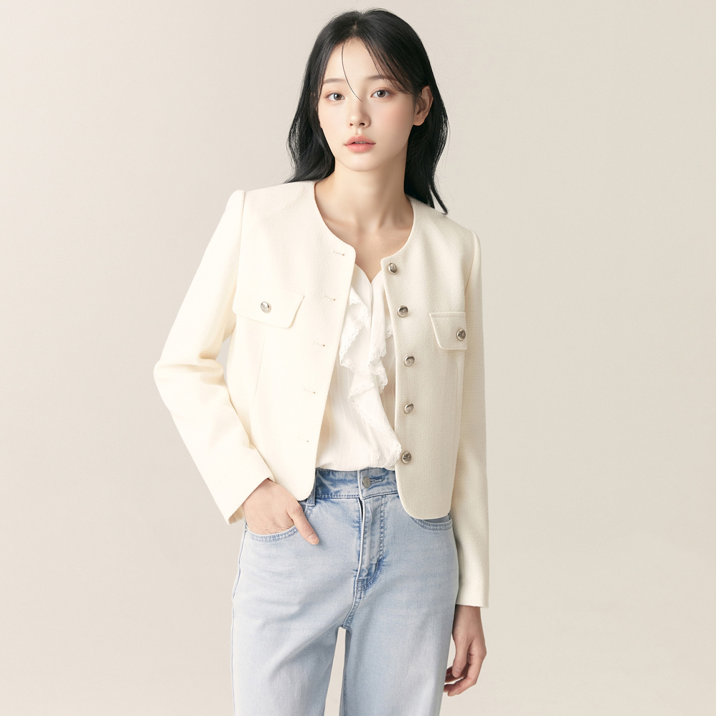 로엠 칼라리스 조직감 자켓 RMJKF24R11 - 메인 이미지