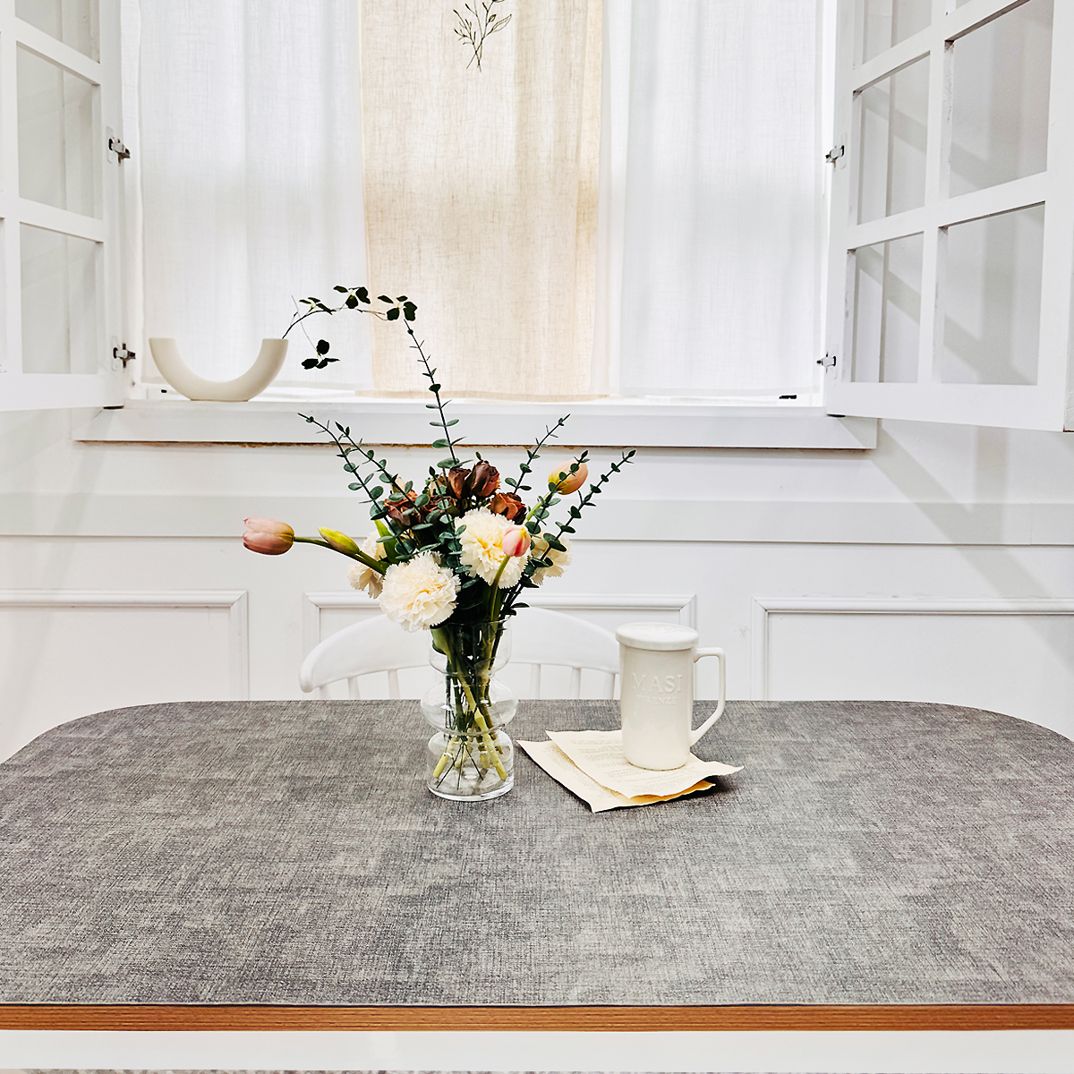 주문제작 가죽 테이블매트 식탁매트 깔개 패드 맞춤 사각 방수 양면 유리대용 AL70110