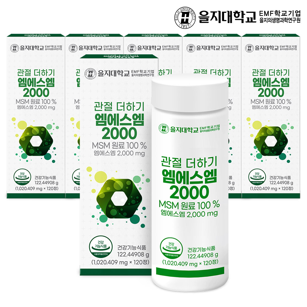 [12개월] 을지대학교 MSM 관절 더하기 엠에스엠 2000 120정, 6개