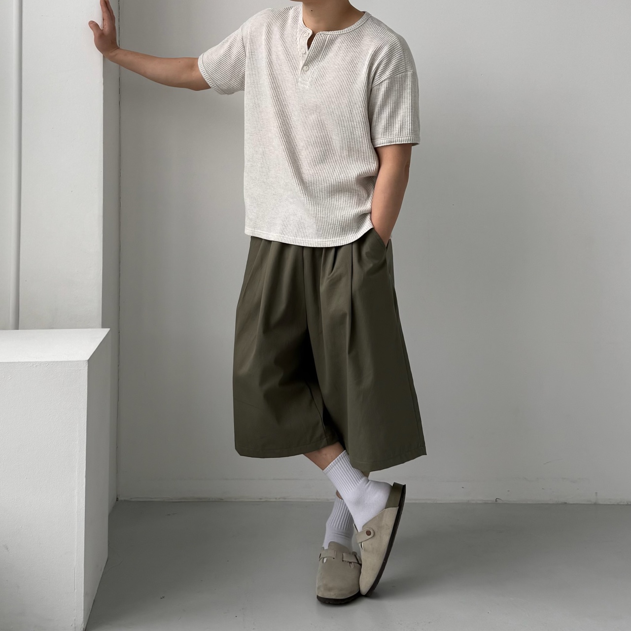 1+1 남자버뮤다팬츠 벌룬팬츠 남자와이드반바지 통큰바지 - 상세 이미지 5