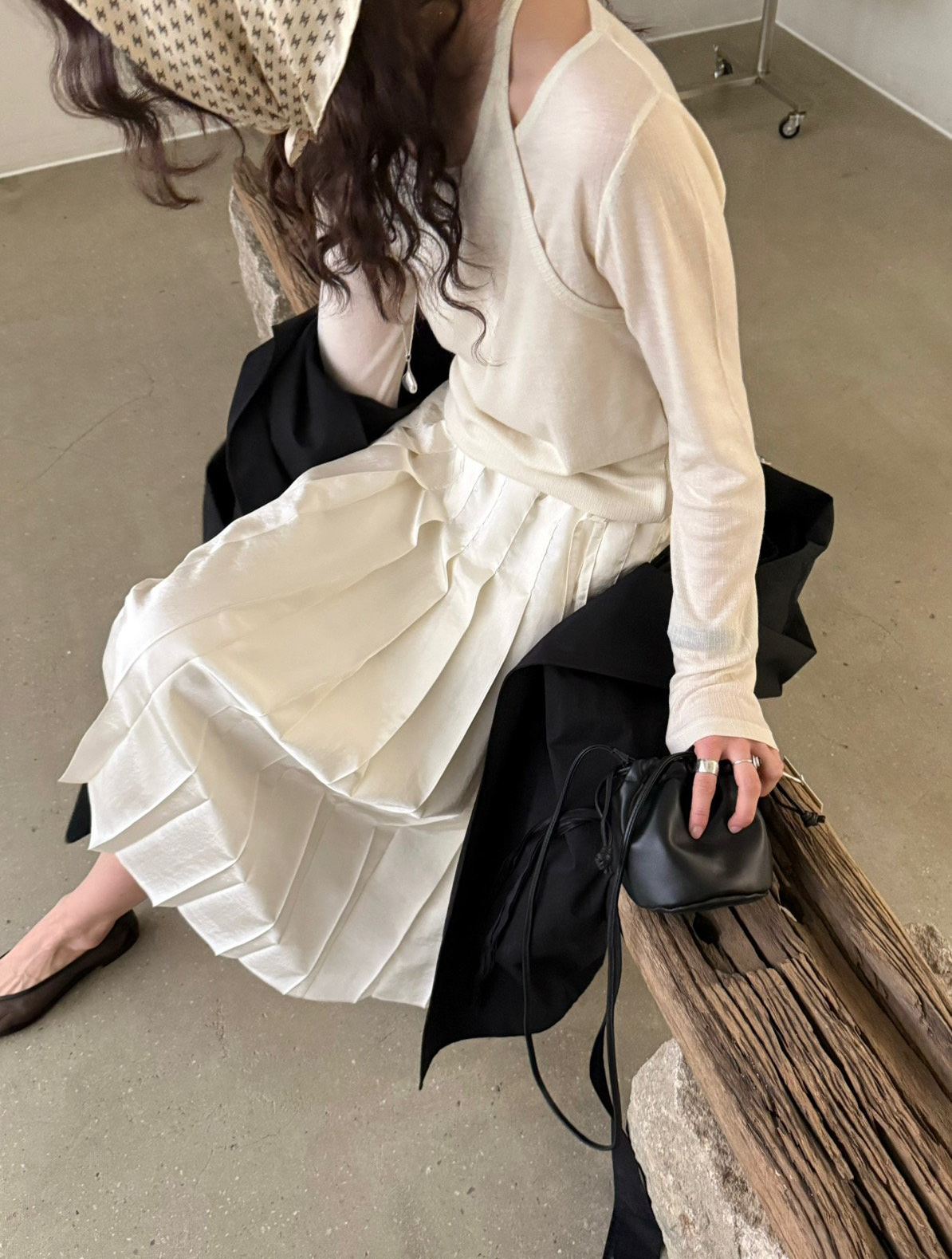 LAKE 레이크 아노 핀턱 플리츠 A라인 밴딩 롱 스커트 3color 상세 이미지 6